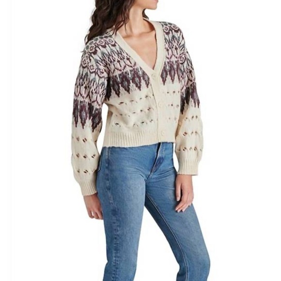 Steve Madden Irisa Cardigan V-Neck Casual Wool Travel Size Large NWT - Picture 4 of 12